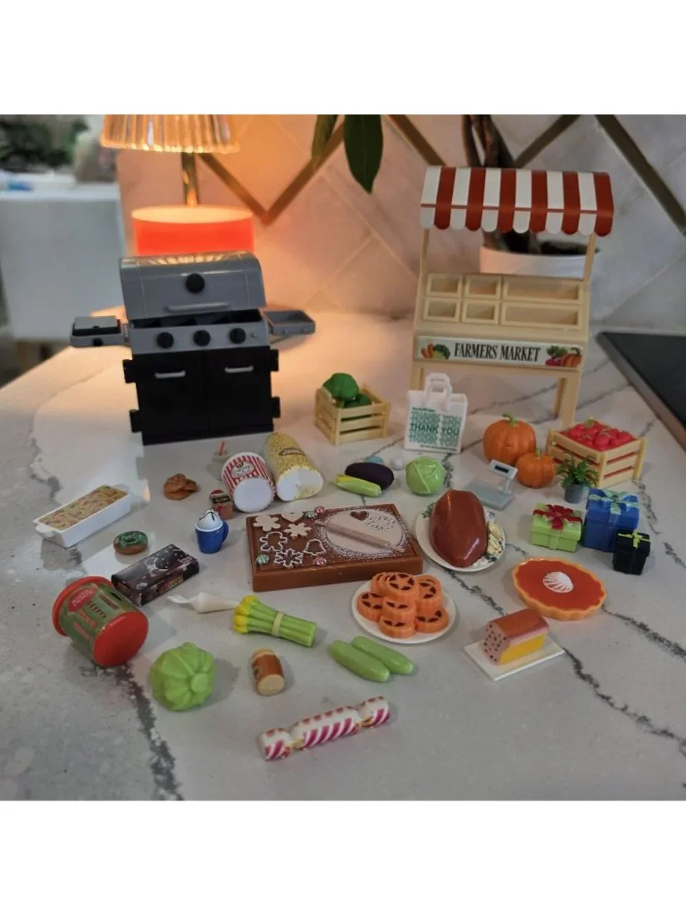 Miniature Farmers Market Playset Grill Food Accessories perfect ELF ON THE SHELF